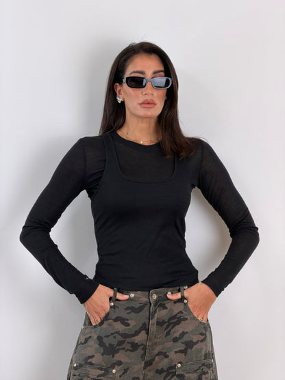 T-shirt layered nera 50341