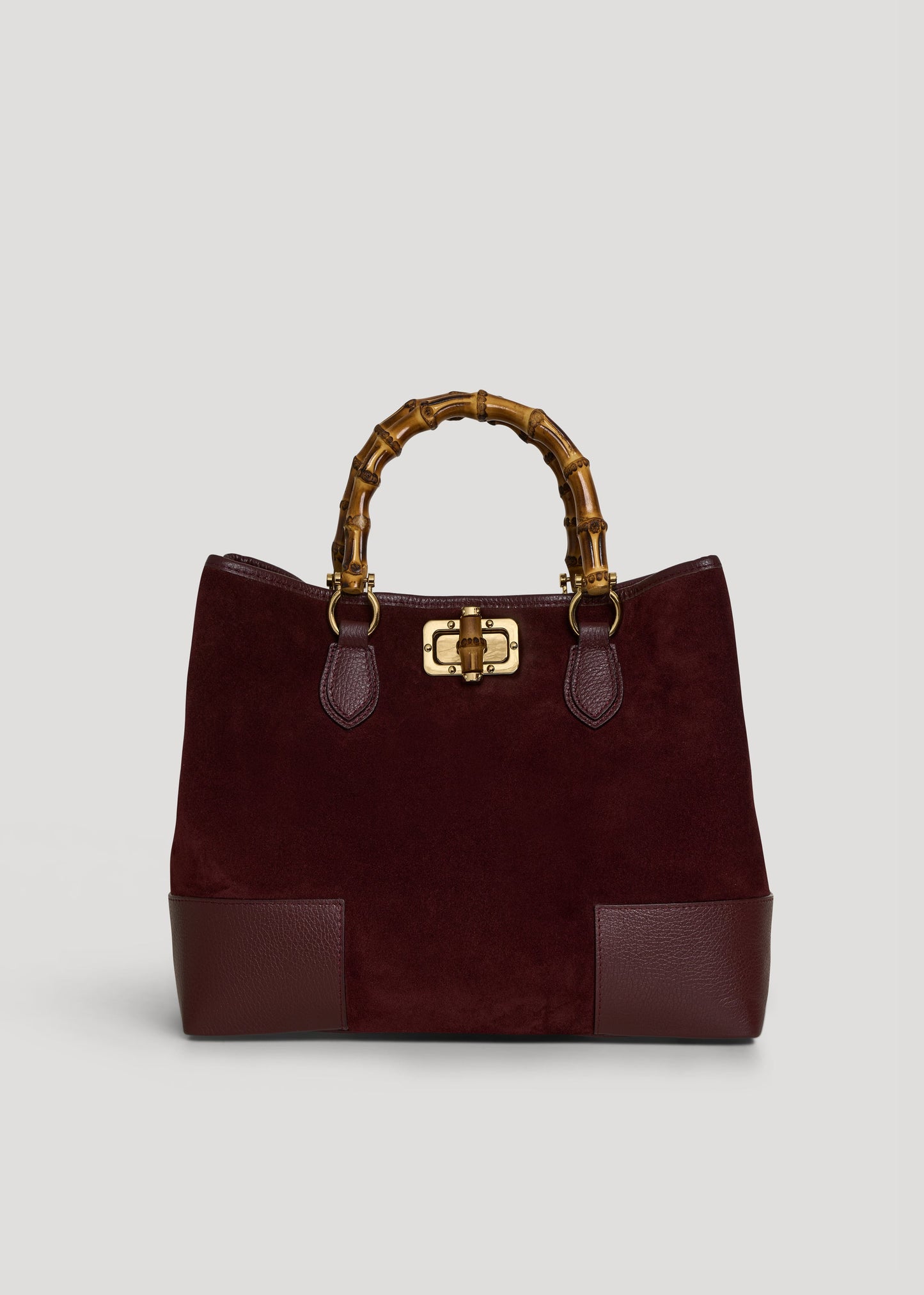 Borsa Bamboo Babe in Camoscio e Pelle Bordeaux