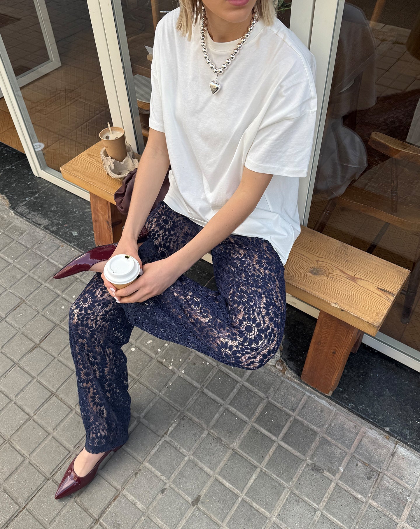 HOLLY LACE PANTS MARINEBLAUW