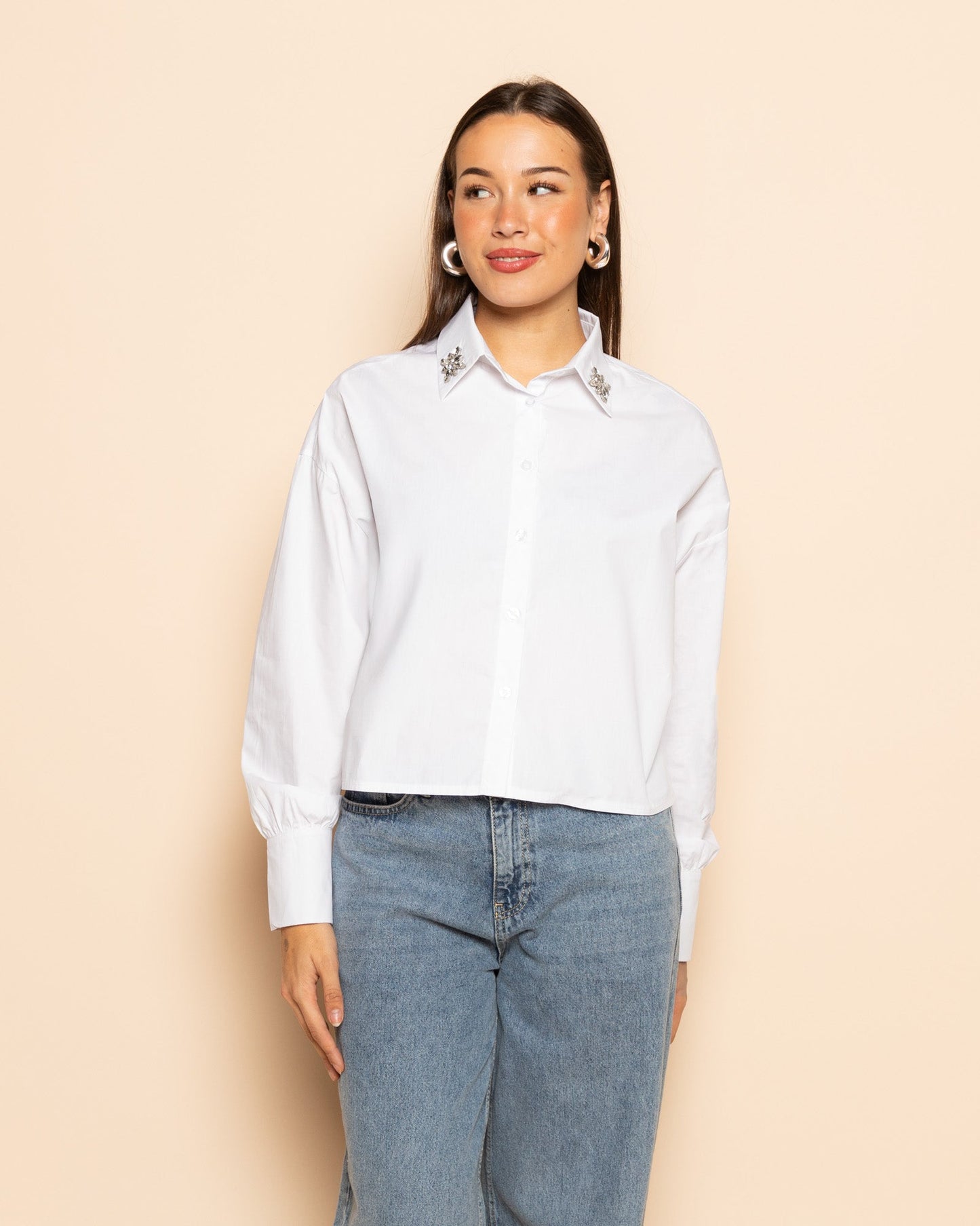 FANCY BUTTON BOW BLOUSE WIT