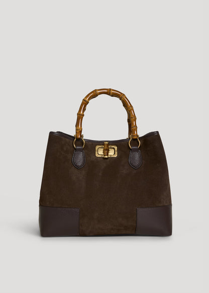 Borsa Bamboo Babe in Camoscio e Pelle Testa di moro