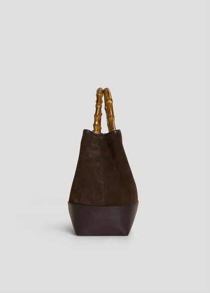 Borsa Bamboo Babe in Camoscio e Pelle Testa di moro