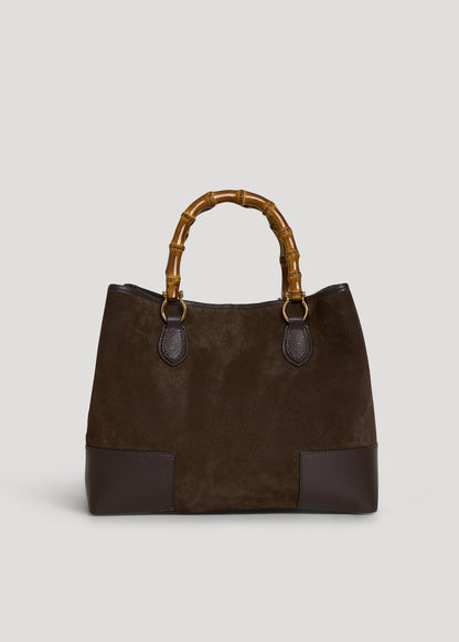 Borsa Bamboo Babe in Camoscio e Pelle Testa di moro