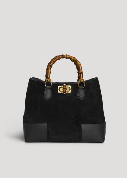 Borsa Bamboo Babe in Camoscio e Pelle Nera