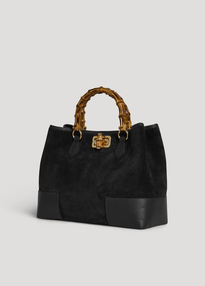 Borsa Bamboo Babe in Camoscio e Pelle Nera