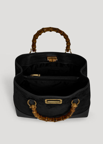 Borsa Bamboo Babe in Camoscio e Pelle Nera