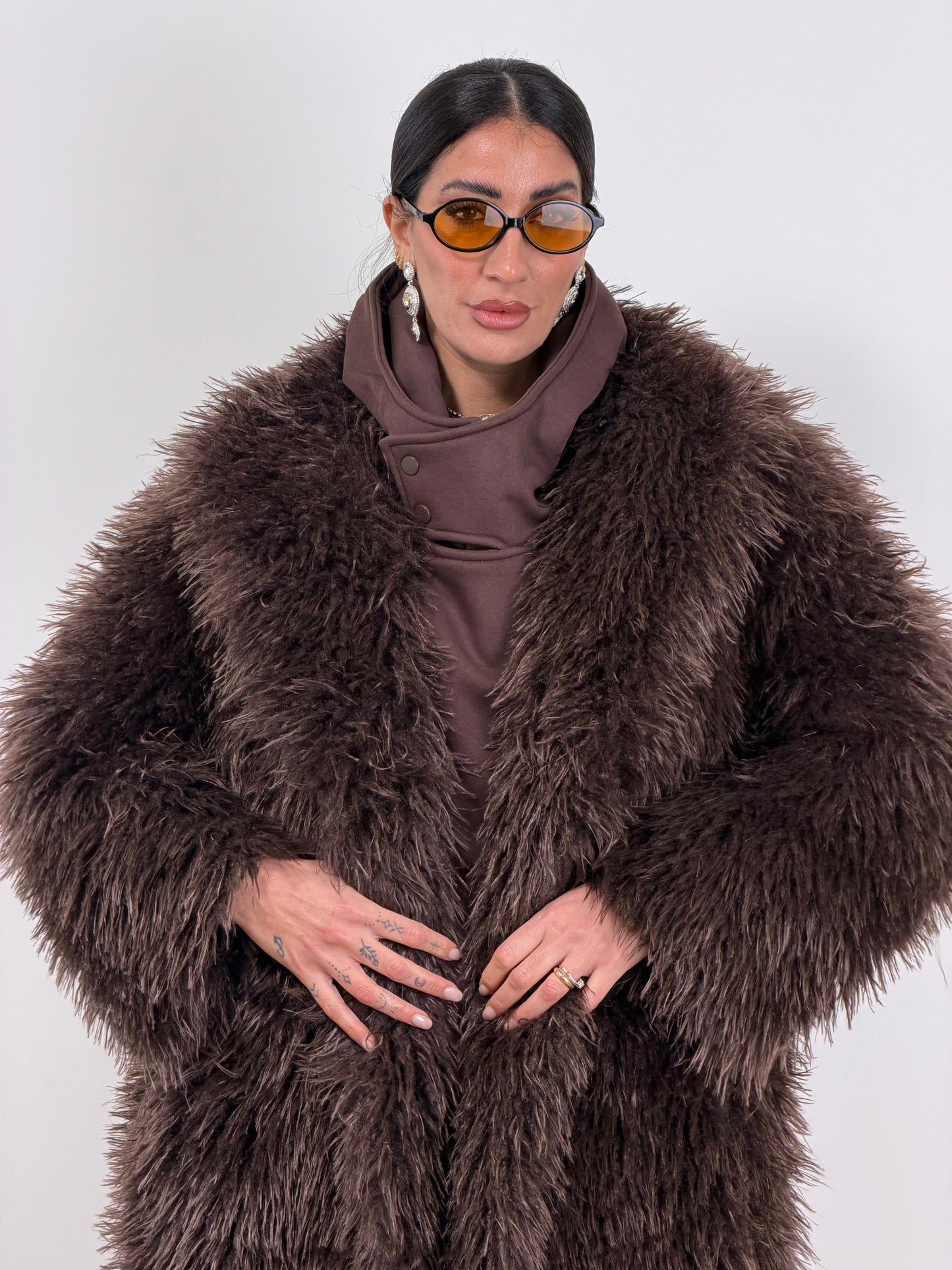 Ecopelliccia Mongolia lunga MARRONE F11509