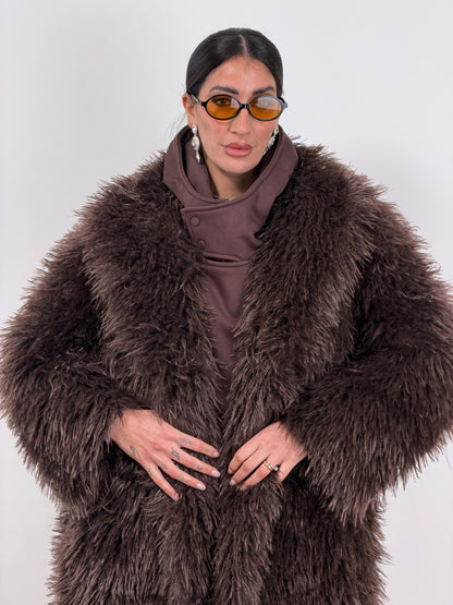 Ecopelliccia Mongolia lunga MARRONE F11509