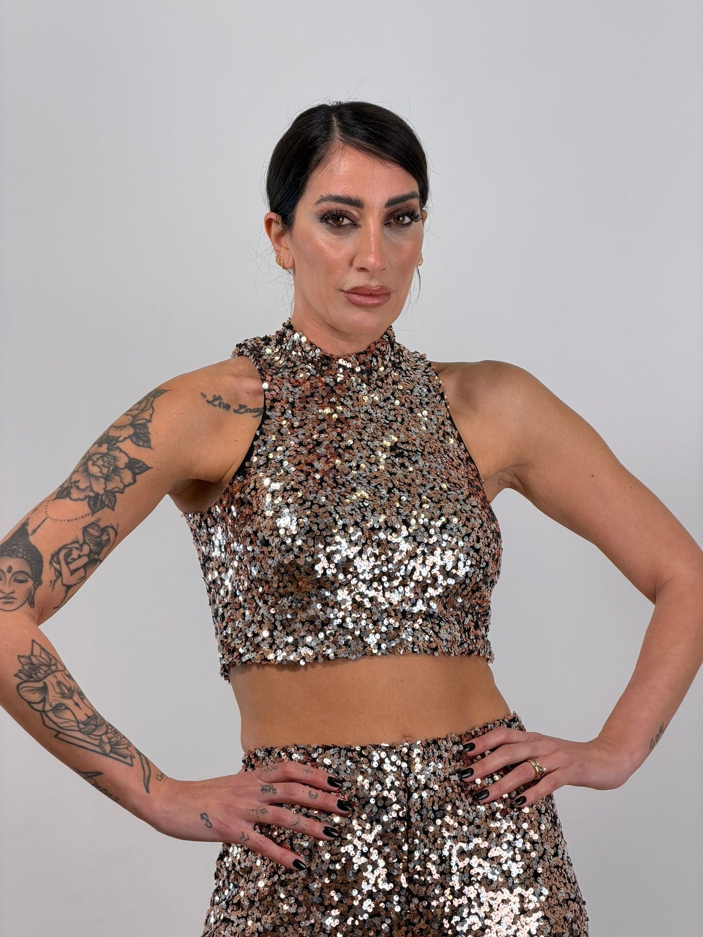Top paillettes oro/argento 6528
