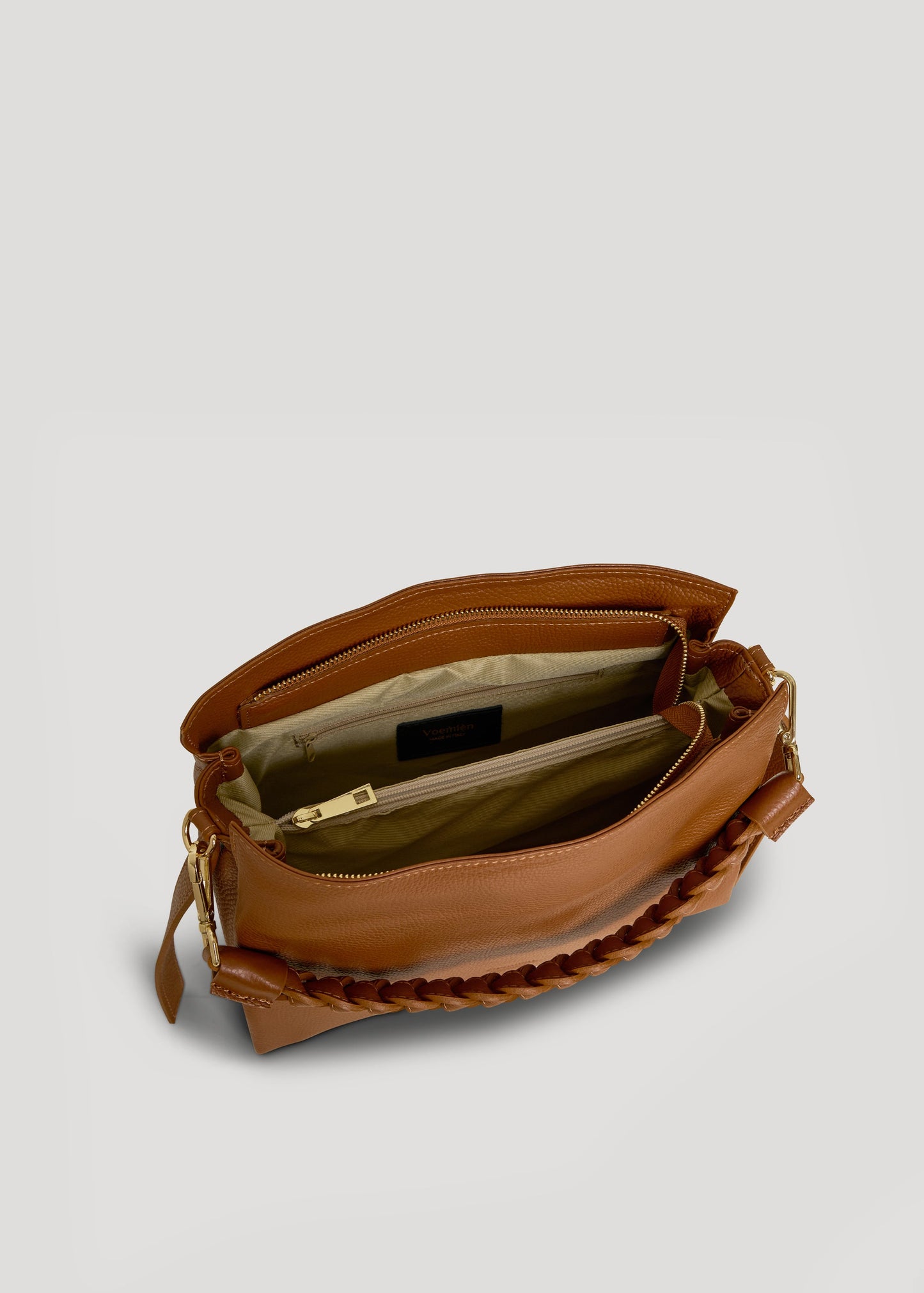 Borsa Braid in pelle Dollaro Cuoio