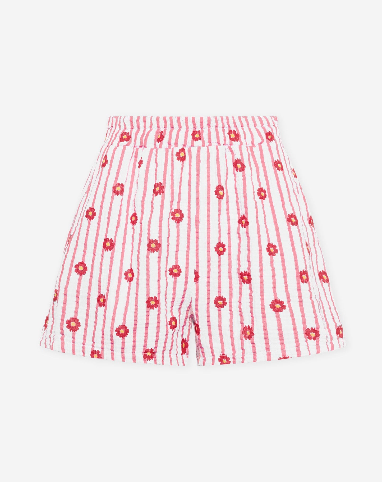 FLOWER STRIPE MOUSSELINE SHORTS ROZE