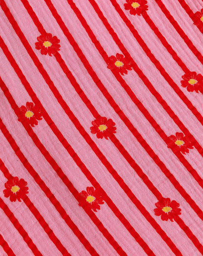 FLOWER STRIPE MOUSSELINE SHORTS ROOD