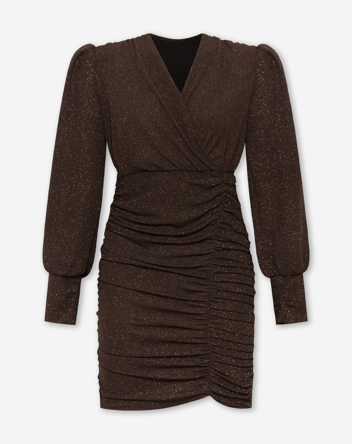MAE CRINKLE GLITTER DRESS BRUIN