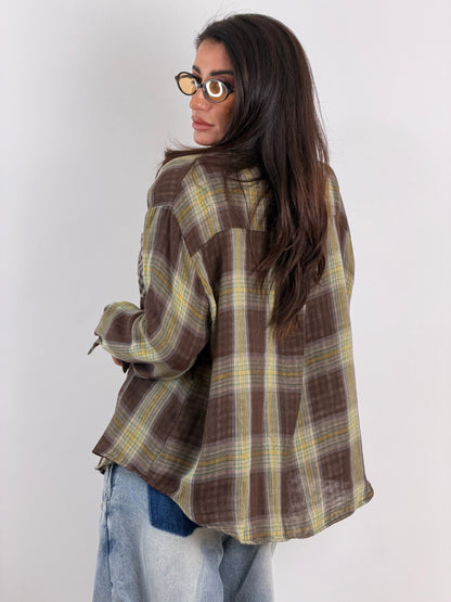 Camicia quadri marrone MF2708