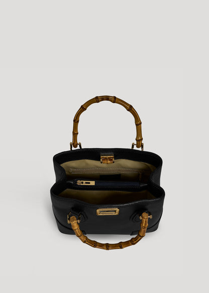 Borsa Bamboo Babe micro in pelle Dollaro Nera