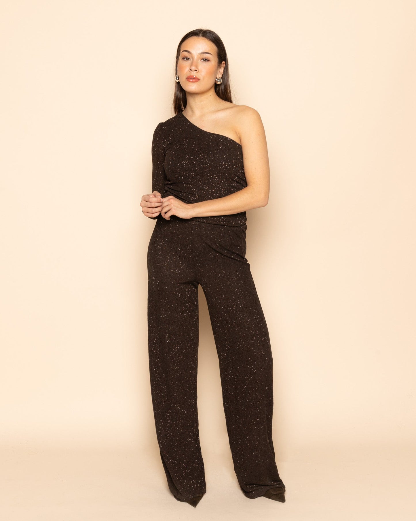 JOANY CRINKLE GLITTER PANTALON PETITE BRUIN