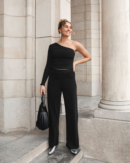 JOANY GLITTER PANTALON TALL ZWART