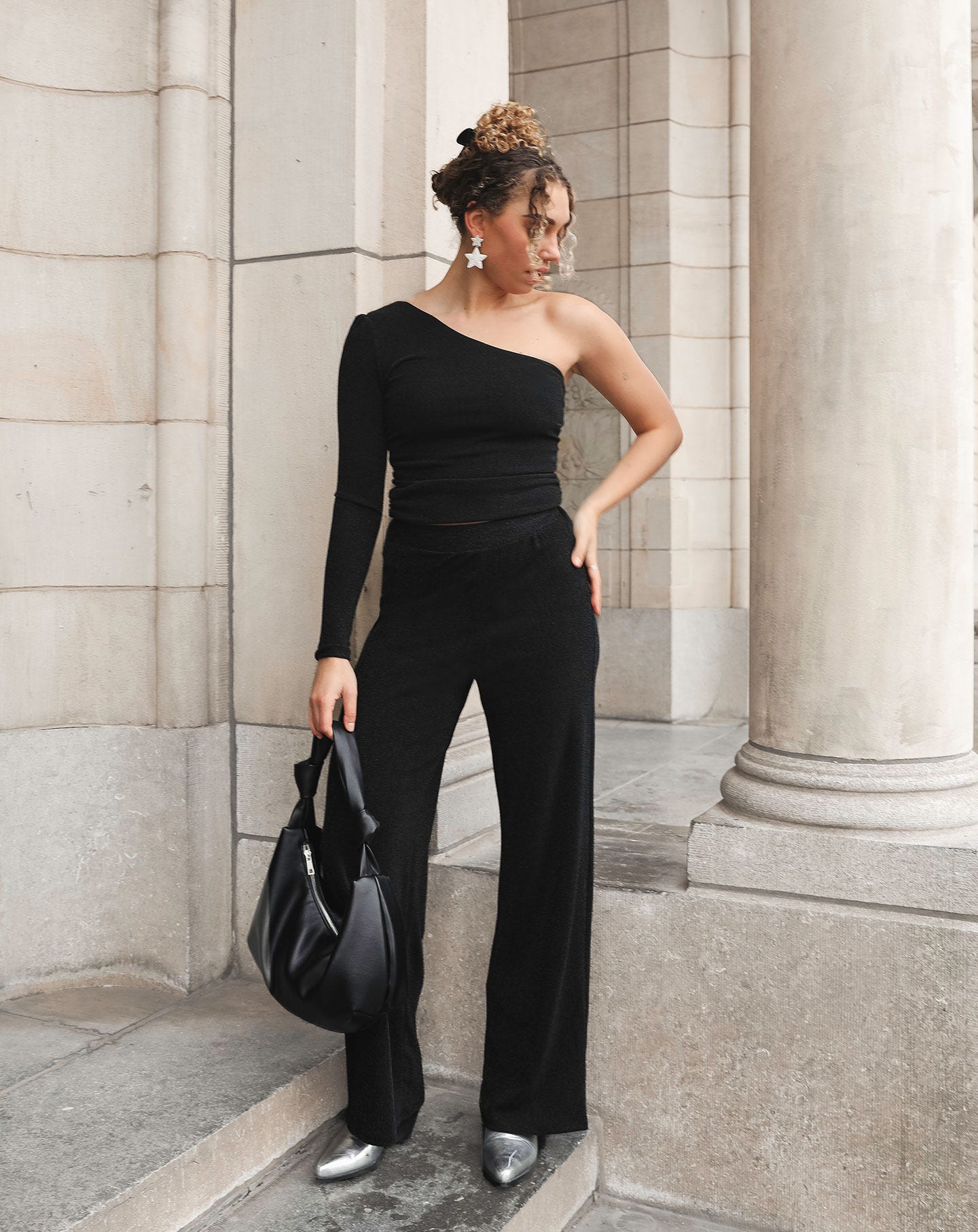 JOANY GLITTER PANTALON TALL ZWART