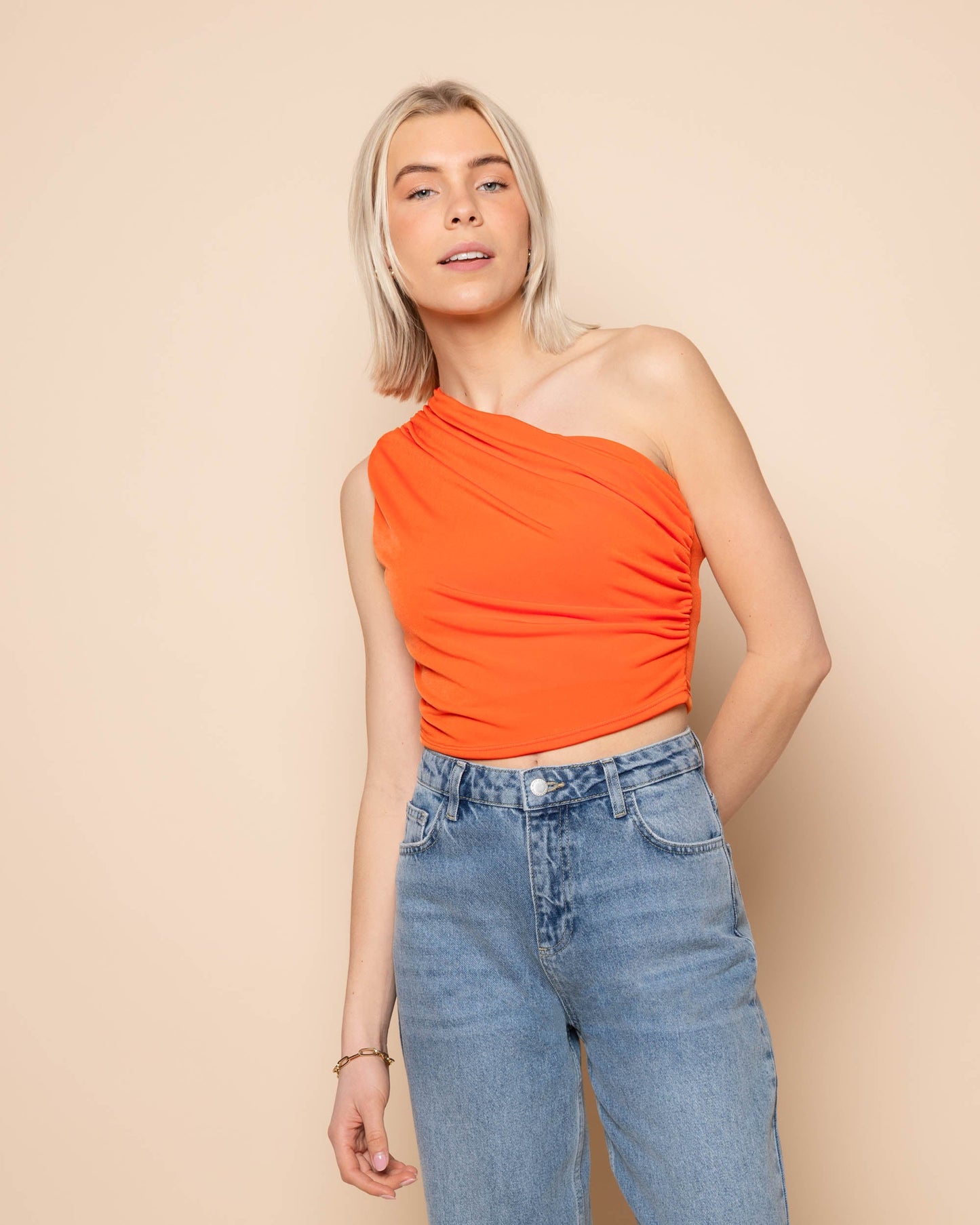 SLEEVELESS RUCHED TOP ORANGE