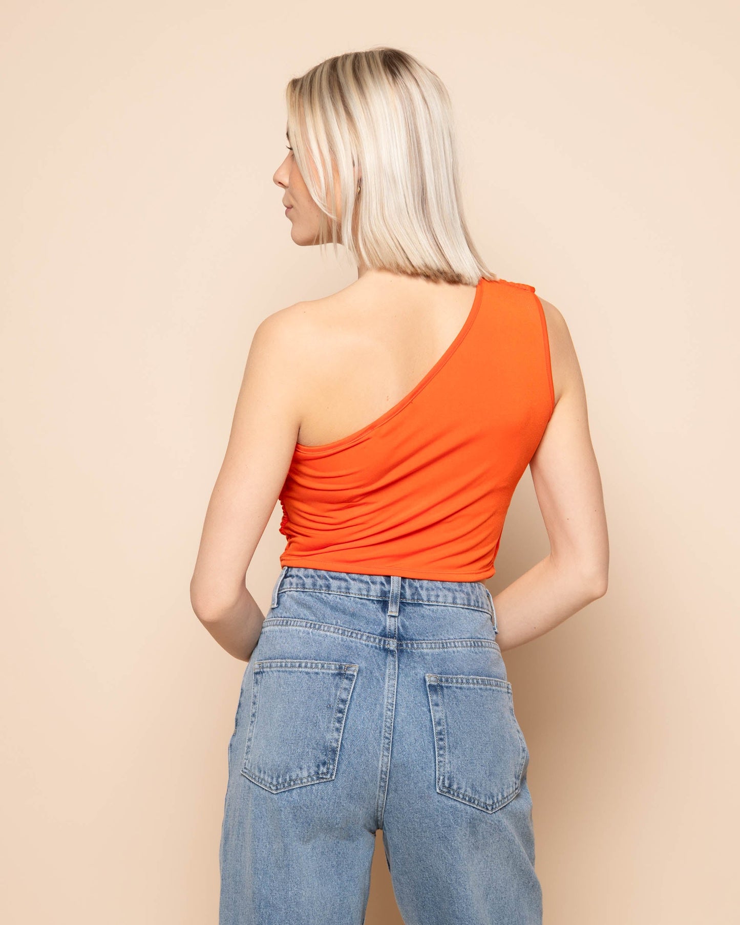 SLEEVELESS RUCHED TOP ORANGE