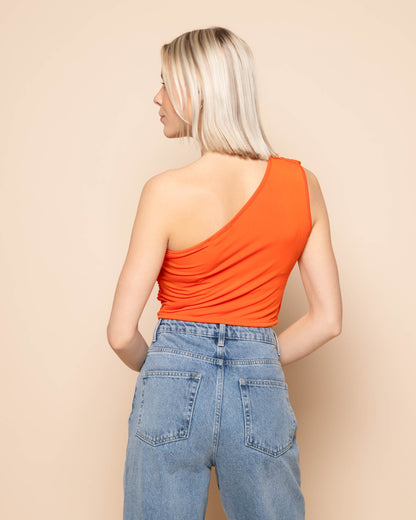 SLEEVELESS RUCHED TOP ORANGE