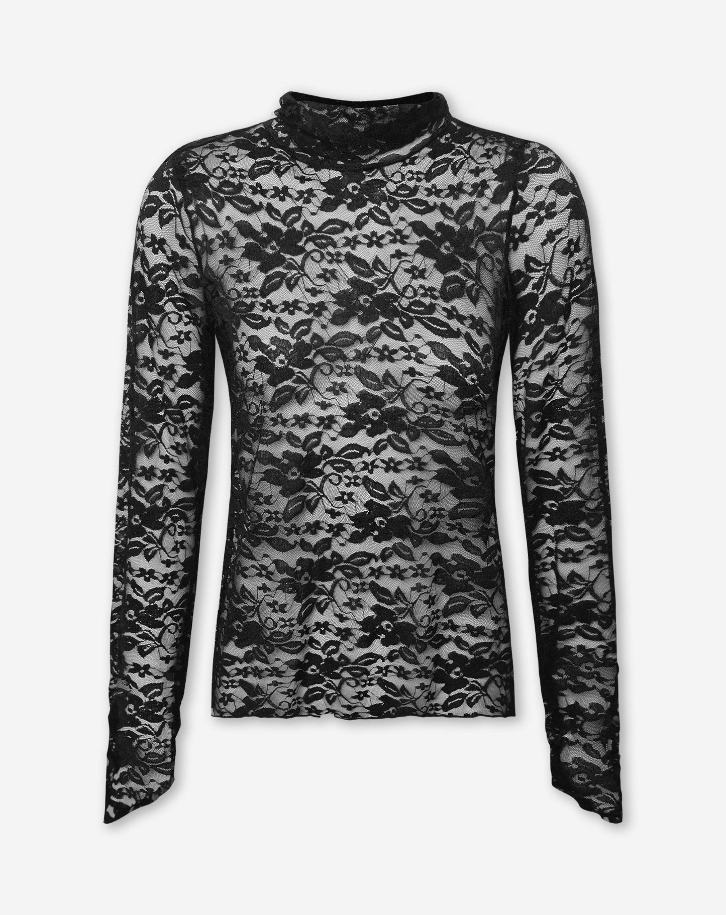 EVELYN LACE COL TOP ZWART