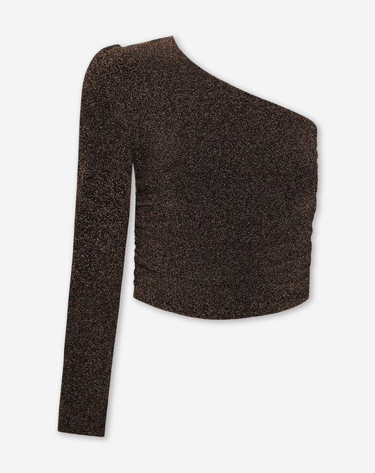 JOANY GLITTER ONE SLEEVE TOP BRUIN