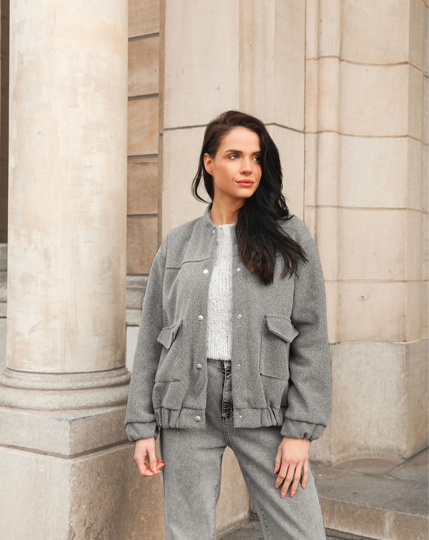 GRACIE BOMBER JACKET GRIJS