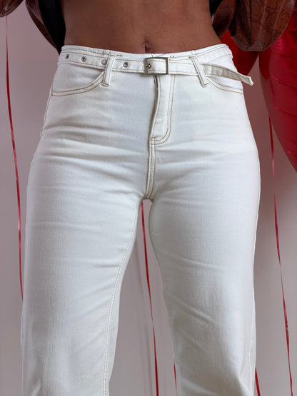 Jeans bianco zampetta MI2505-1