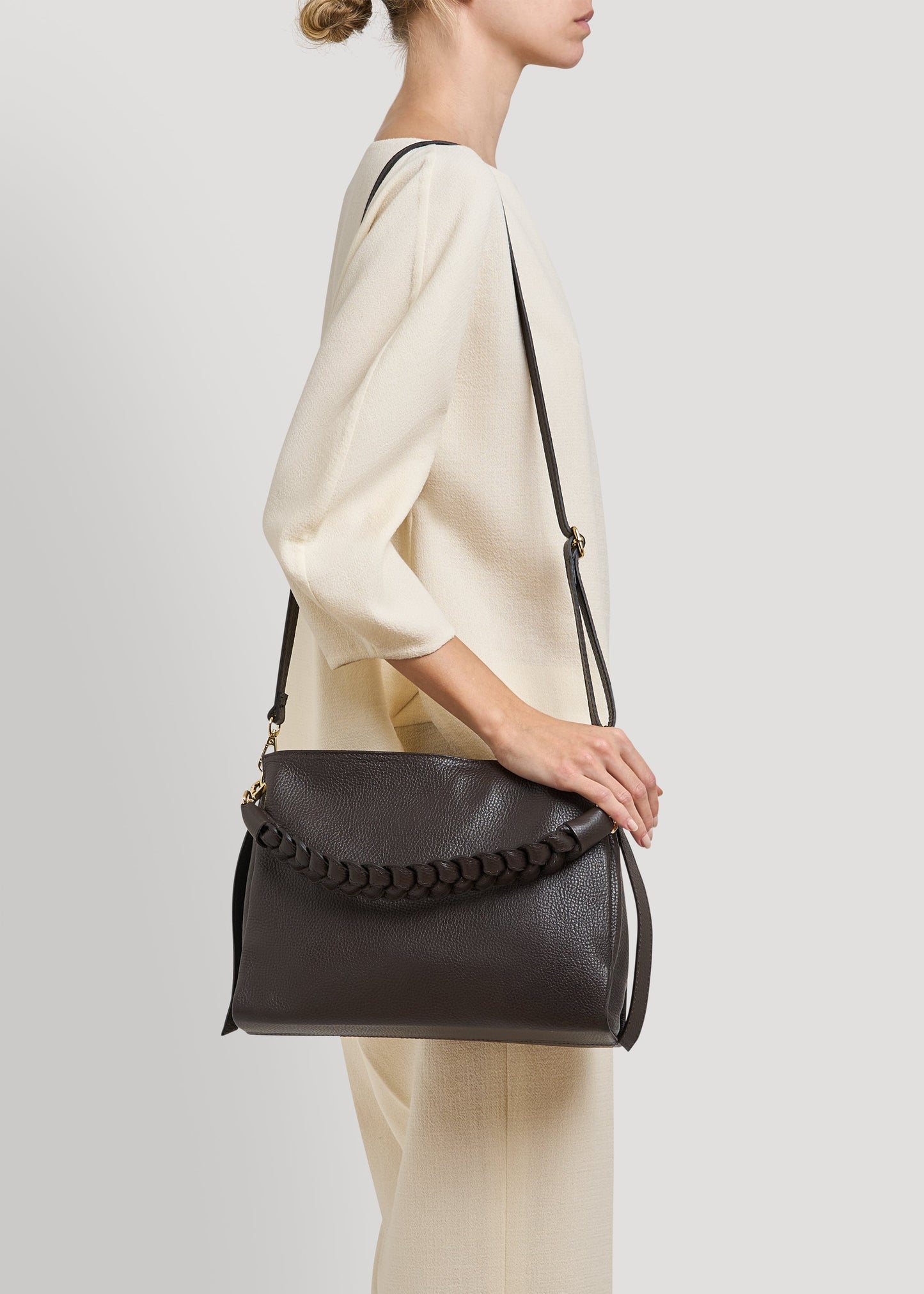 Borsa Braid in pelle Dollaro Testa di Moro