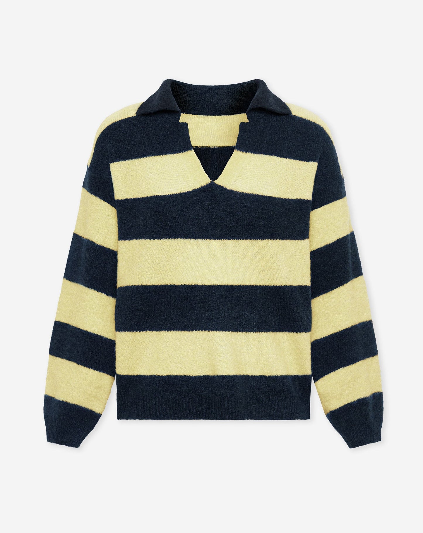 KNITTED STRIPE POLO MARINEBLAUW