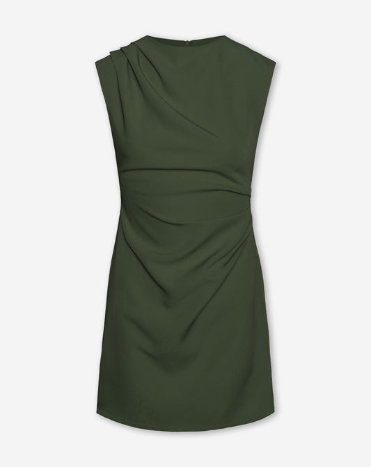 SOFIA RUCHED DRESS TALL LEGERGROEN