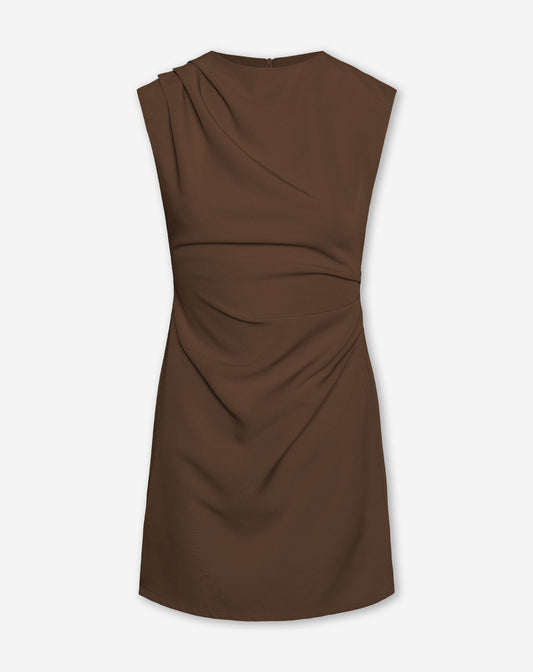 SOFIA RUCHED DRESS TALL BRUIN