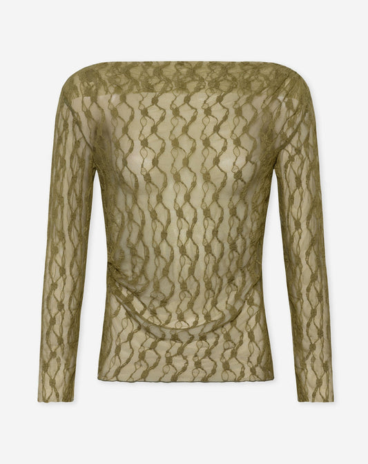 YENTL LACE TOP OLIJFGROEN