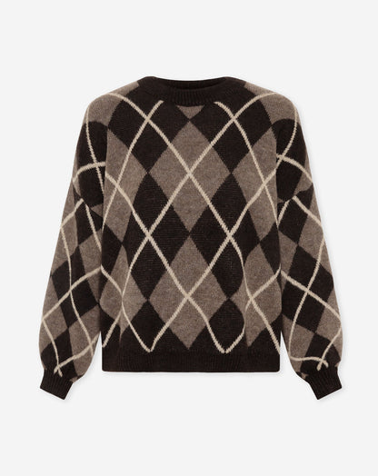 JAYLIN CHECK KNIT BRUIN
