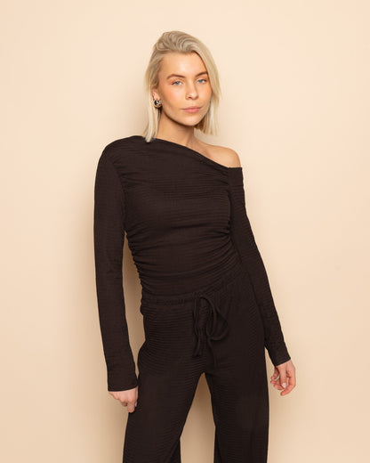 STRUCTURE STRAIGHT LEG PANTS DONKERBRUIN