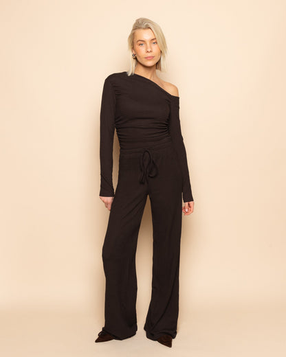 STRUCTURE STRAIGHT LEG PANTS TALL DONKERBRUIN
