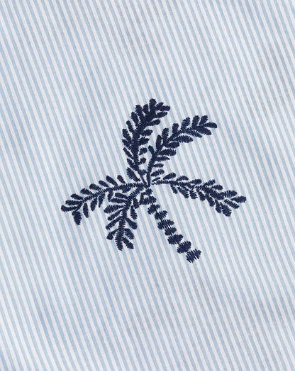 PALM STRIPE PUFF TOP BLAUW