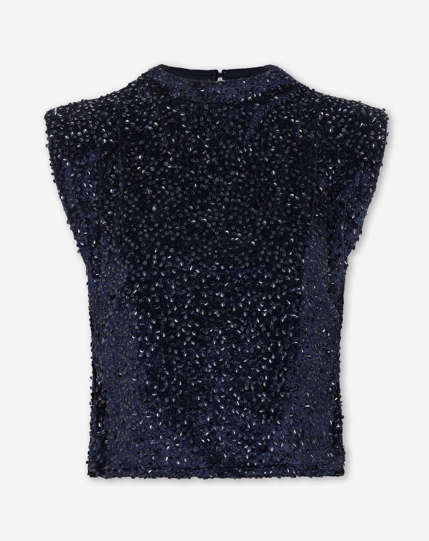 PHOEBE VELVET SEQUINS TOP MARINEBLAUW
