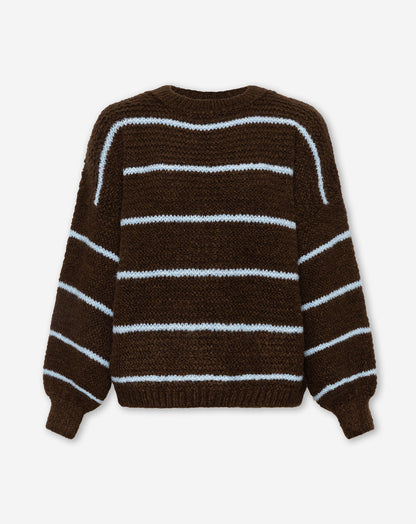 AIMEE SMALL STRIPE KNIT BRUIN