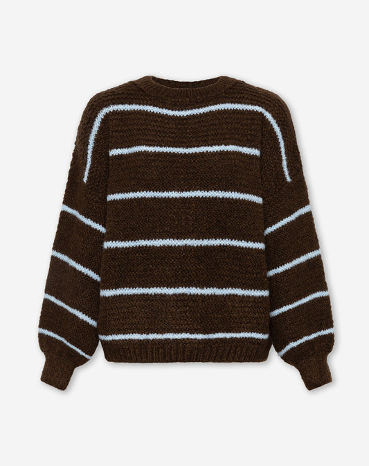 AIMEE SMALL STRIPE KNIT BRUIN