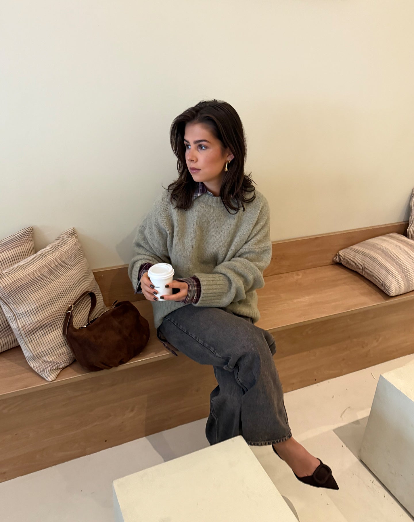 BIANCA BOXY KNIT OLIJFGROEN
