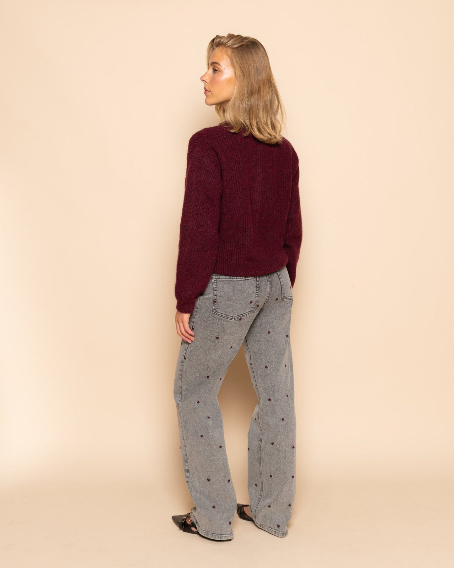 CARDIGAN DE PUNTO BORDEAUX