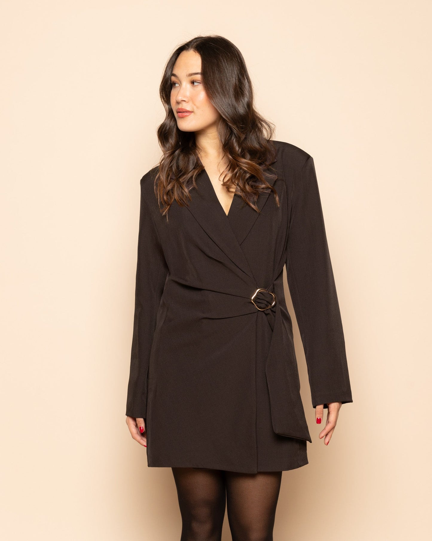 BUCKLE BLAZER DRESS BRUIN