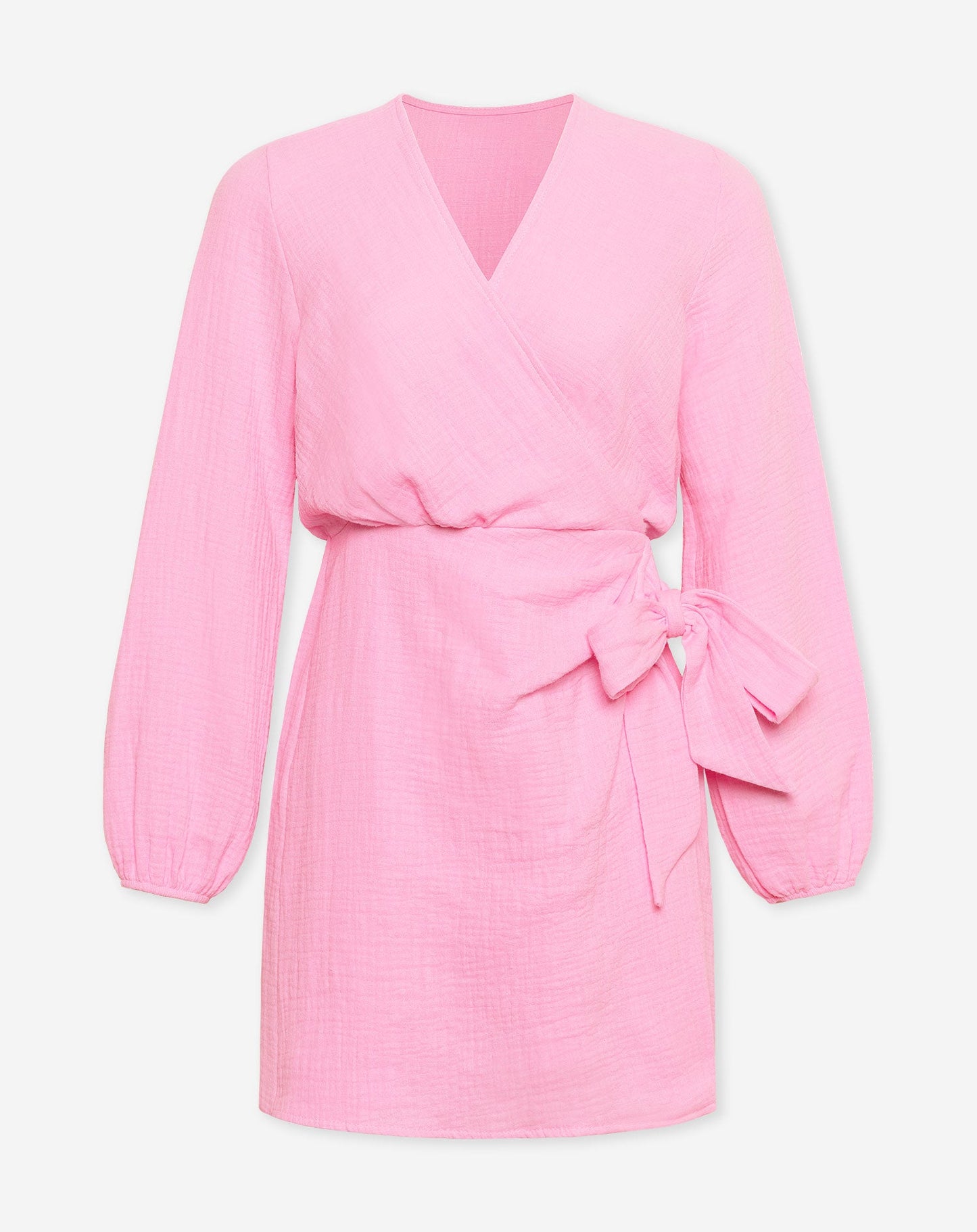 MOUSSELINE FAKE WRAP DRESS ROZE
