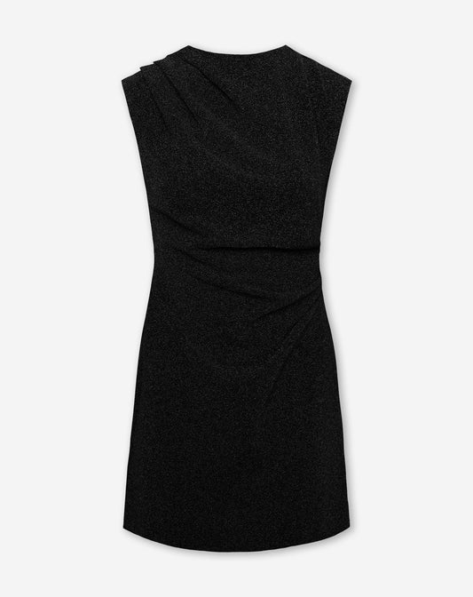 GLITTER RUCHED DRESS BLACK
