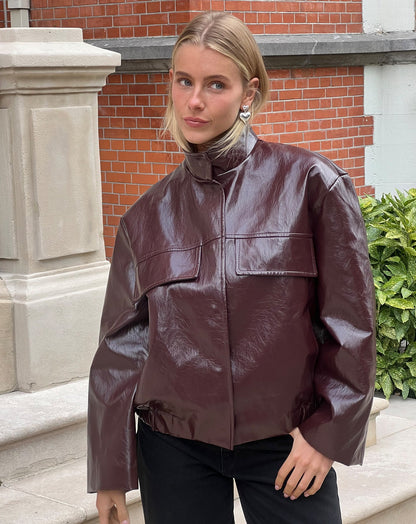 MILOU LACQUER JACKET BURGUNDY
