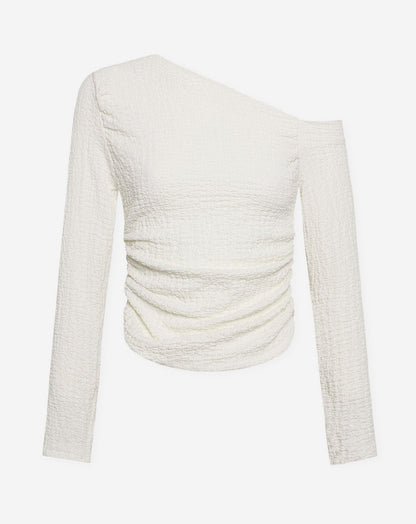STRUCTURE OFF SHOULDER RUCHED TOP CRÈME