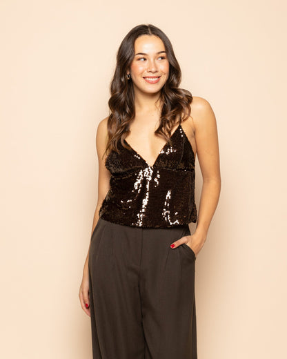 NOVA SEQUINS STRAP TOP BRUIN