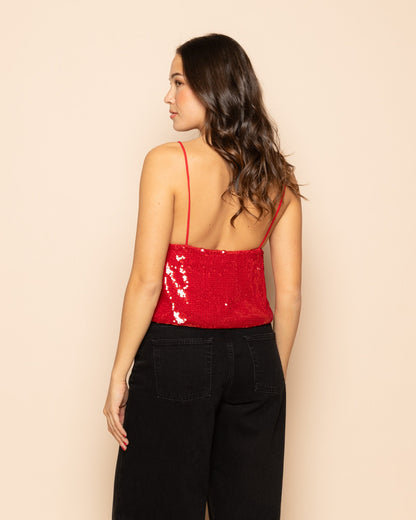 NOVA SEQUINS STRAP TOP ROOD